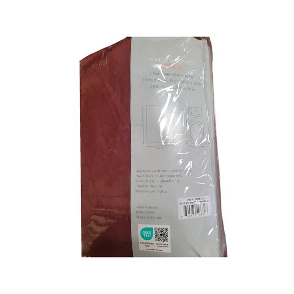 4-Piece Bed Sheet Sets, (Includes 1 Bonus Pillowcase), Twin XL, Burgundy - Picture 6 of 7